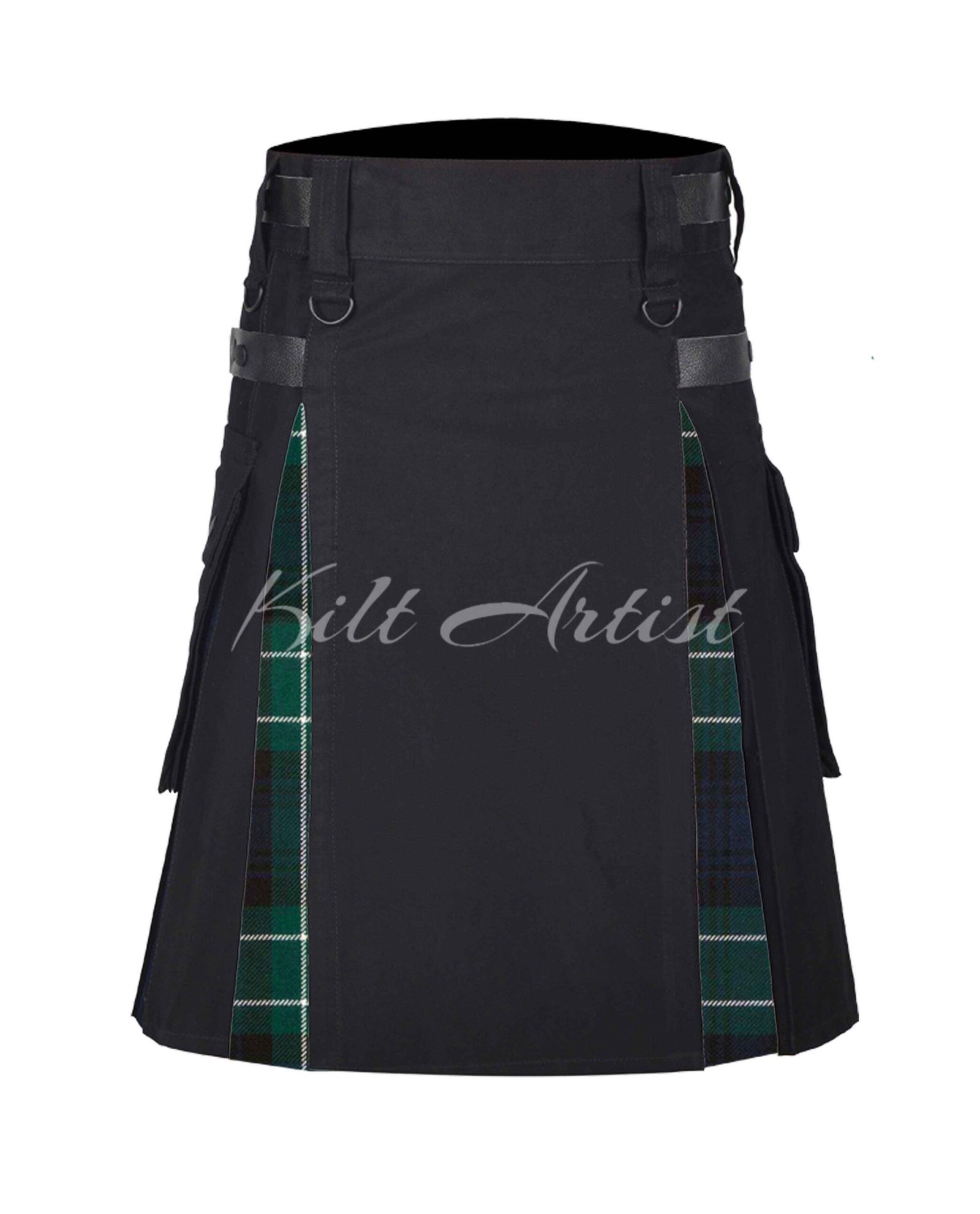 Black Cotton Abercrombie Modern Tartan Hybrid Kilt