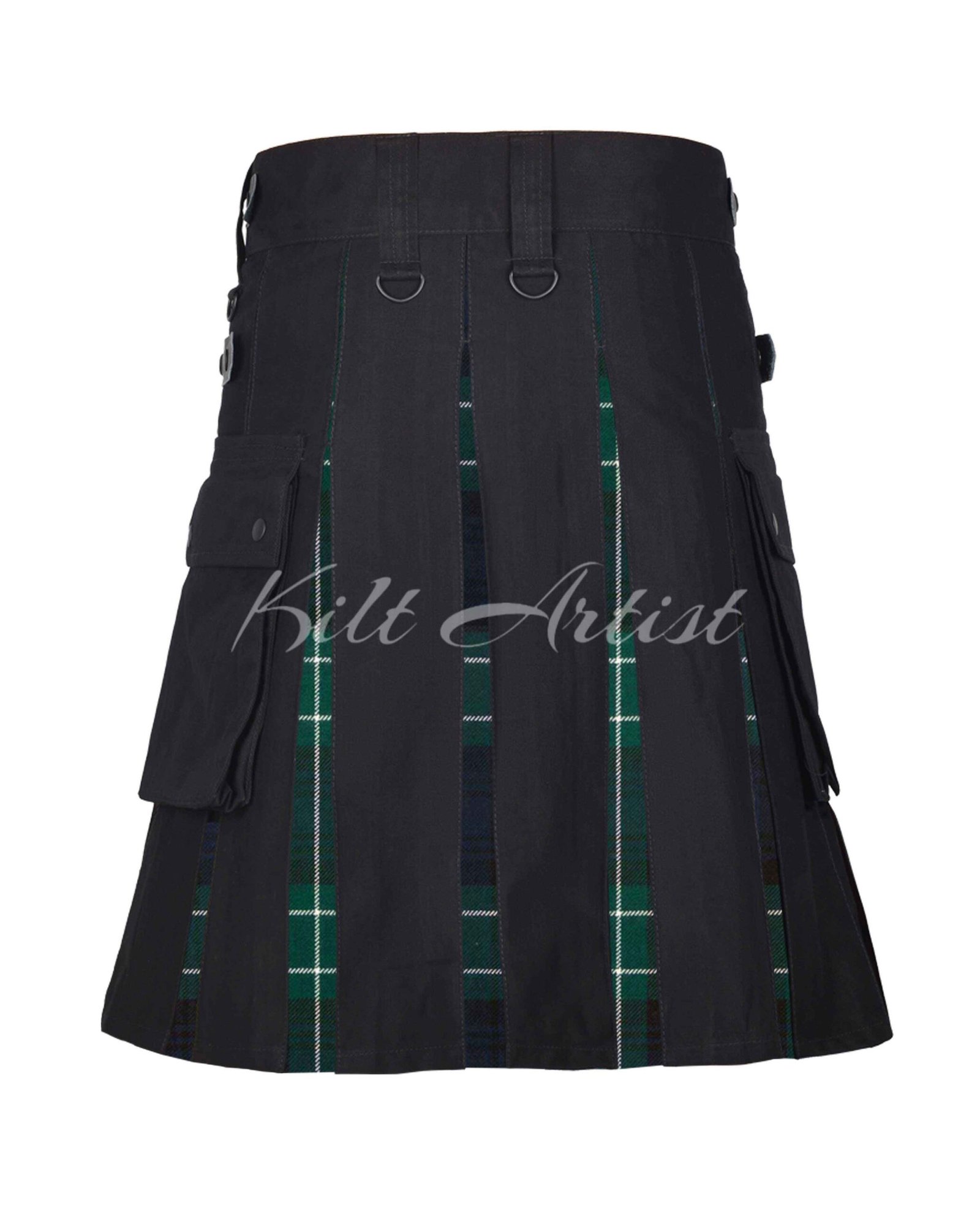 Black Cotton Abercrombie Modern Tartan Hybrid Kilt