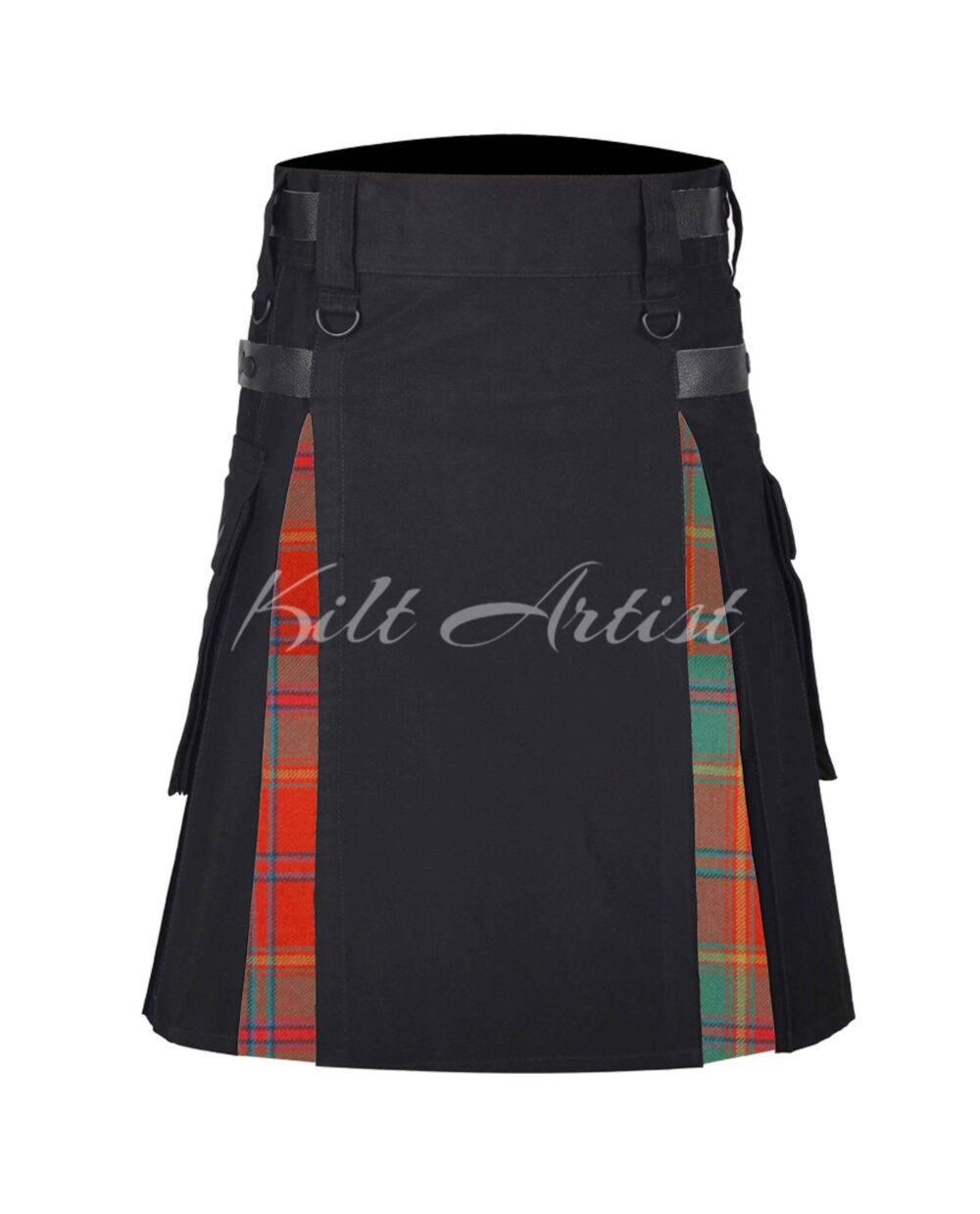 Black Cotton Ireland Red Irish Tartan Hybrid Kilt