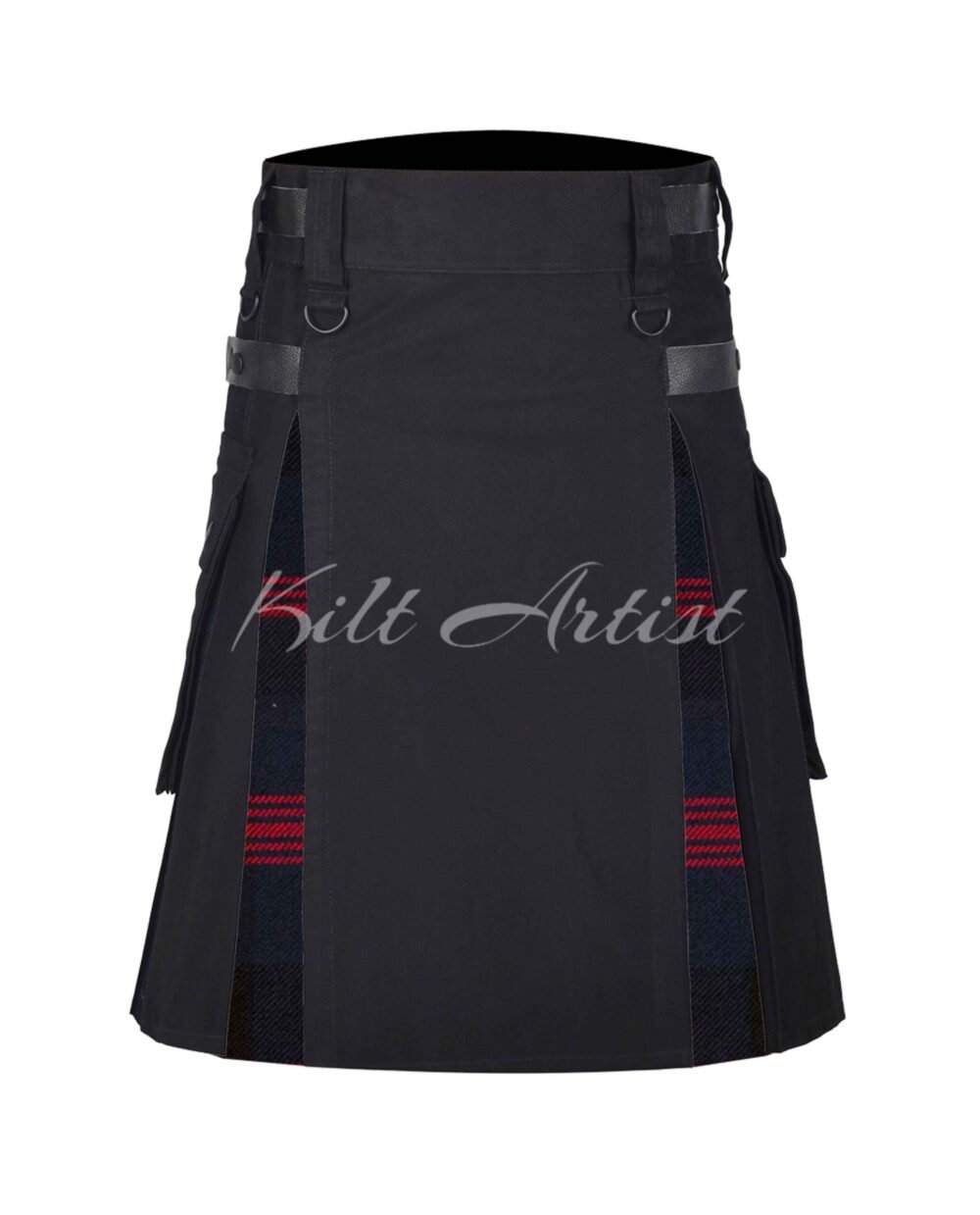Black Cotton Angus Modern Tartan Hybrid Kilt