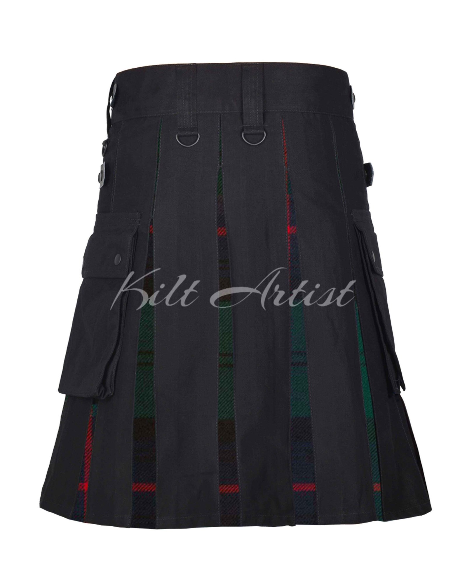 Black Cotton Armstrong Modern Tartan Hybrid Kilt