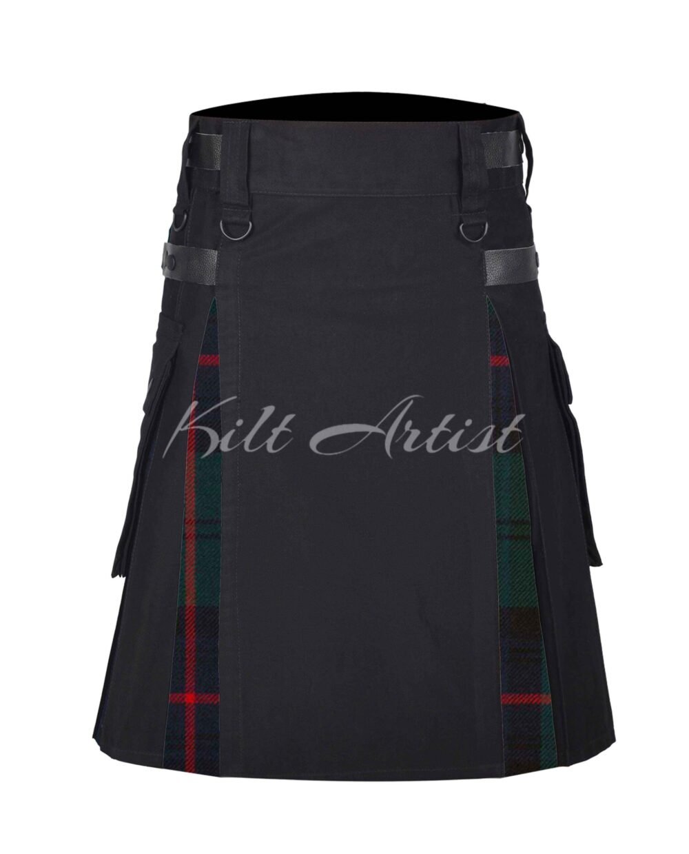 Black Cotton Armstrong Modern Tartan Hybrid Kilt