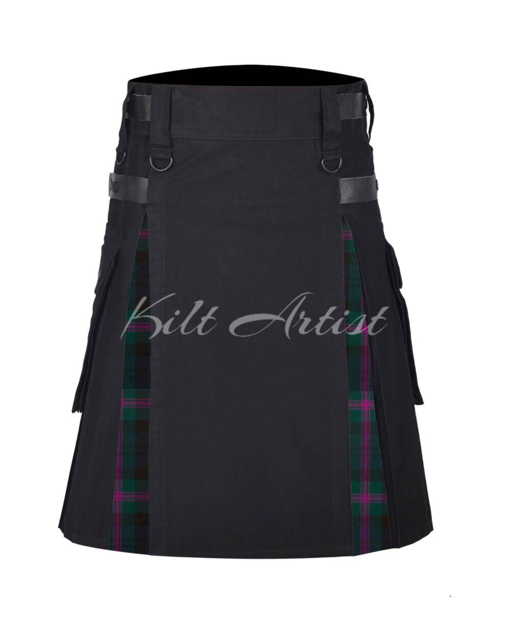 Black Cotton Baird Modern Tartan Hybrid Kilt