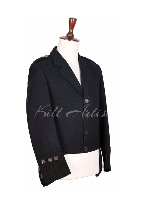 Black Wool Balmoral Doublet Jacket - Image 2