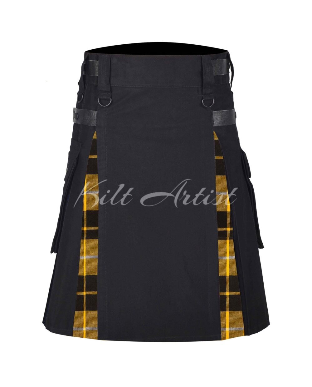 Black Cotton Barclay Dress Modern Tartan Hybrid Kilt