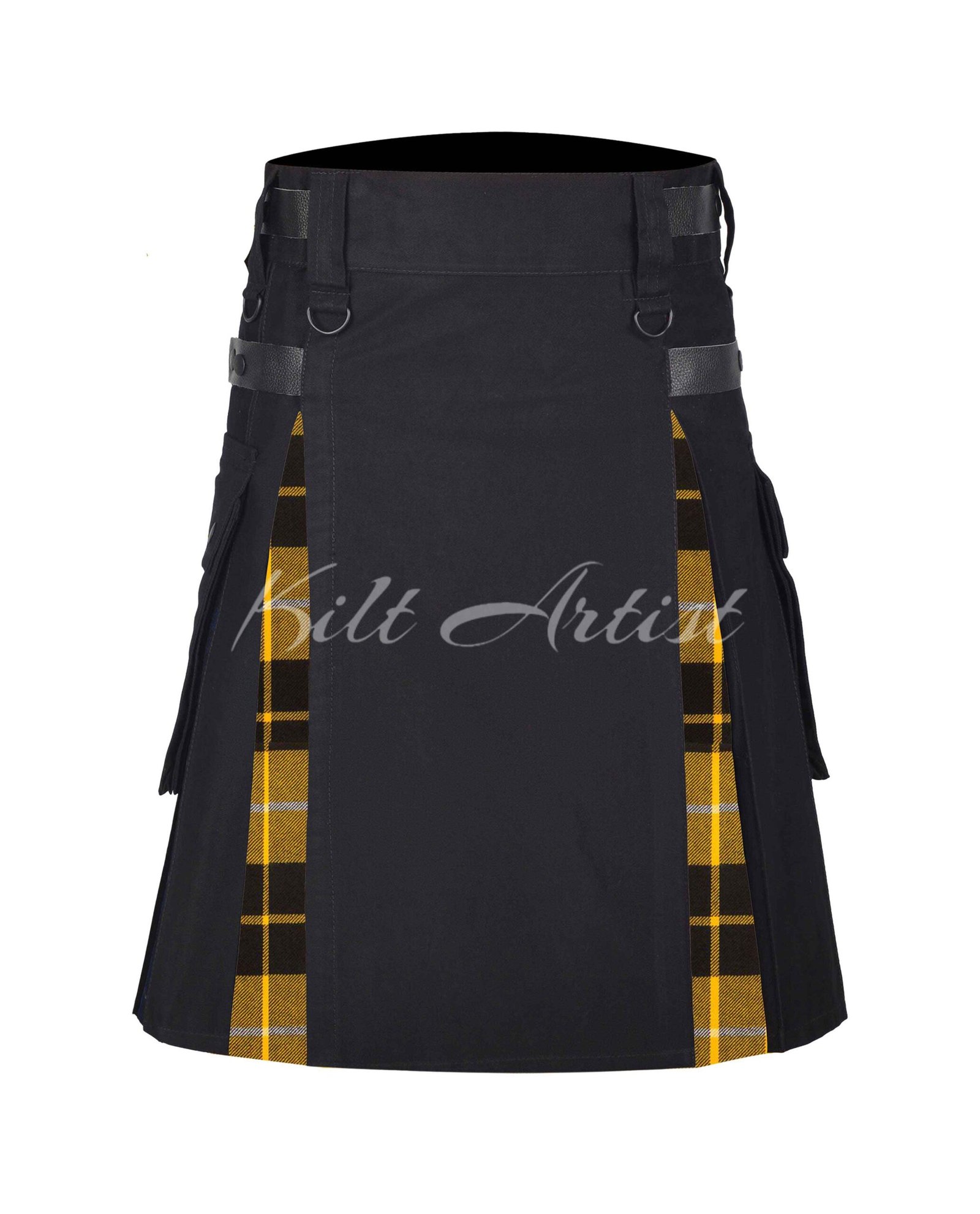 Black Cotton Barclay Dress Modern Tartan Hybrid Kilt