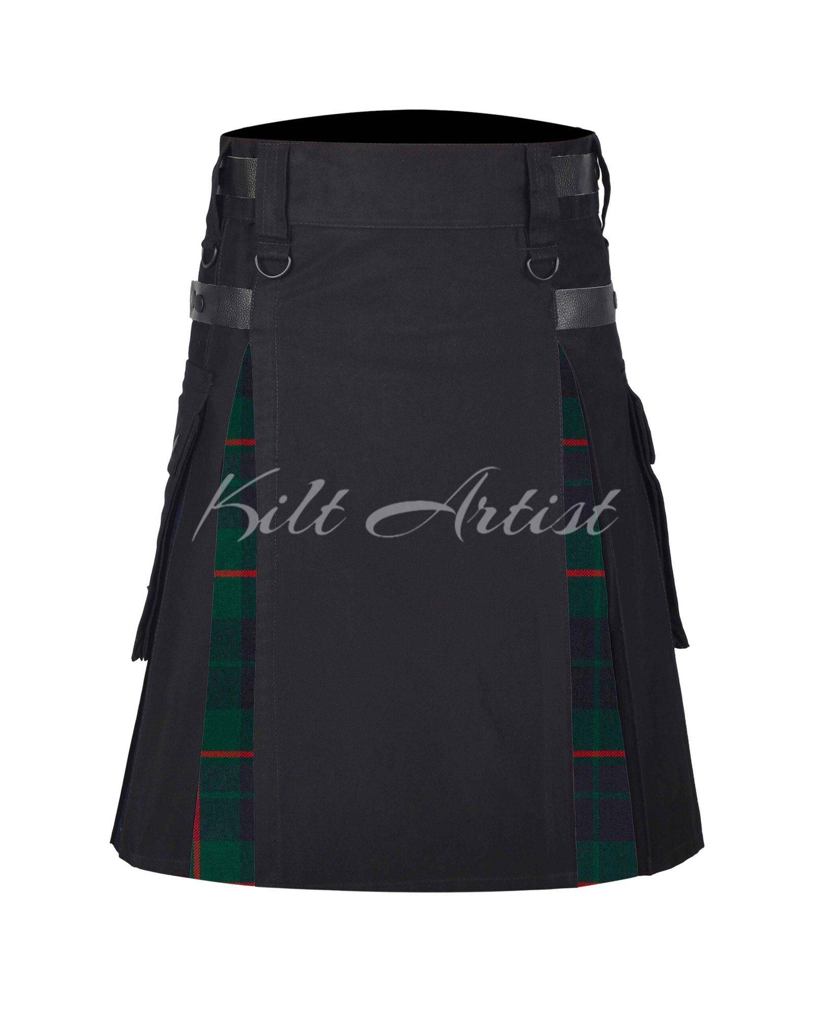 Black Cotton Barclay Hunting Modern Tartan Hybrid Kilt
