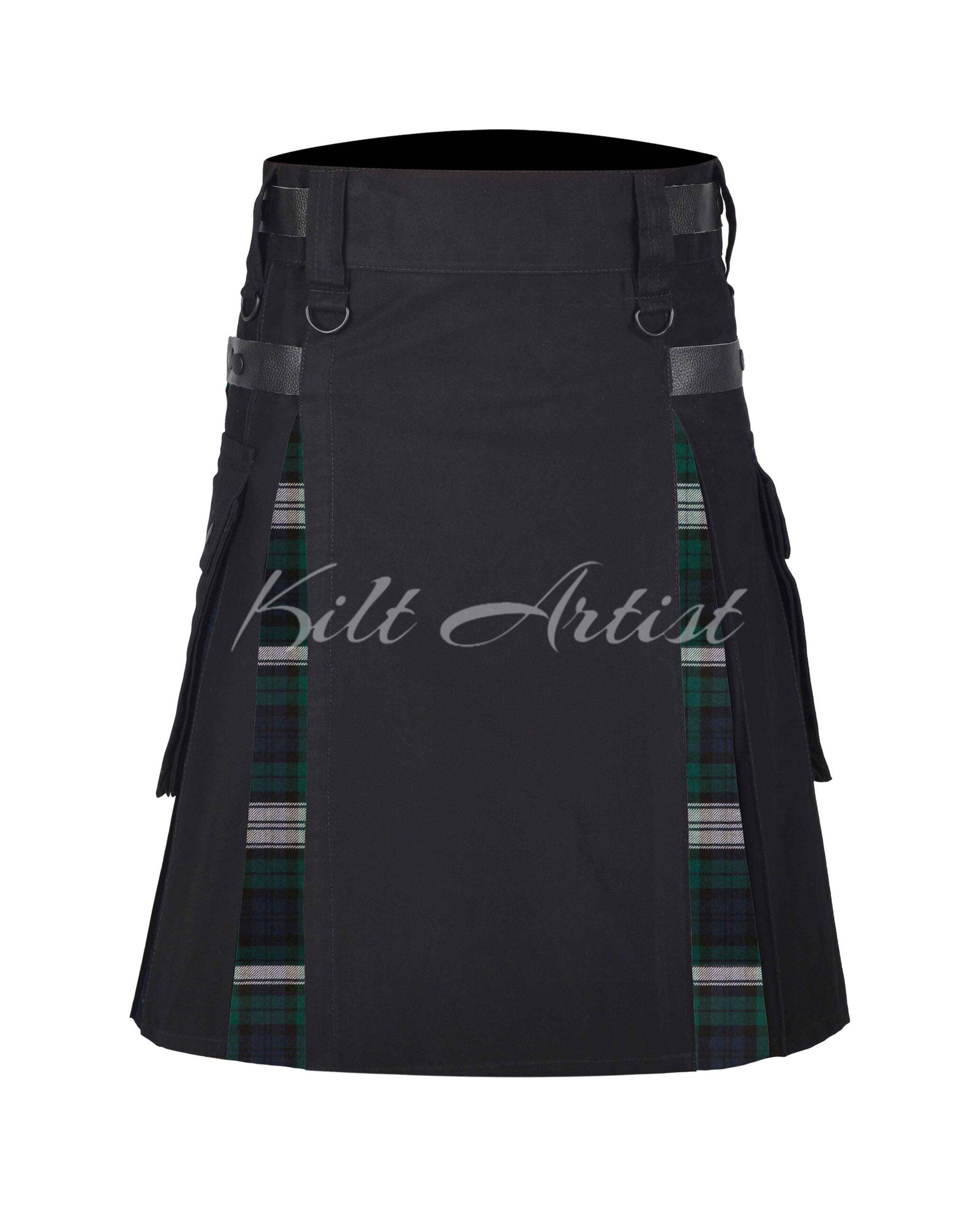 Black Cotton Black Watch Dress Tartan Hybrid Kilt