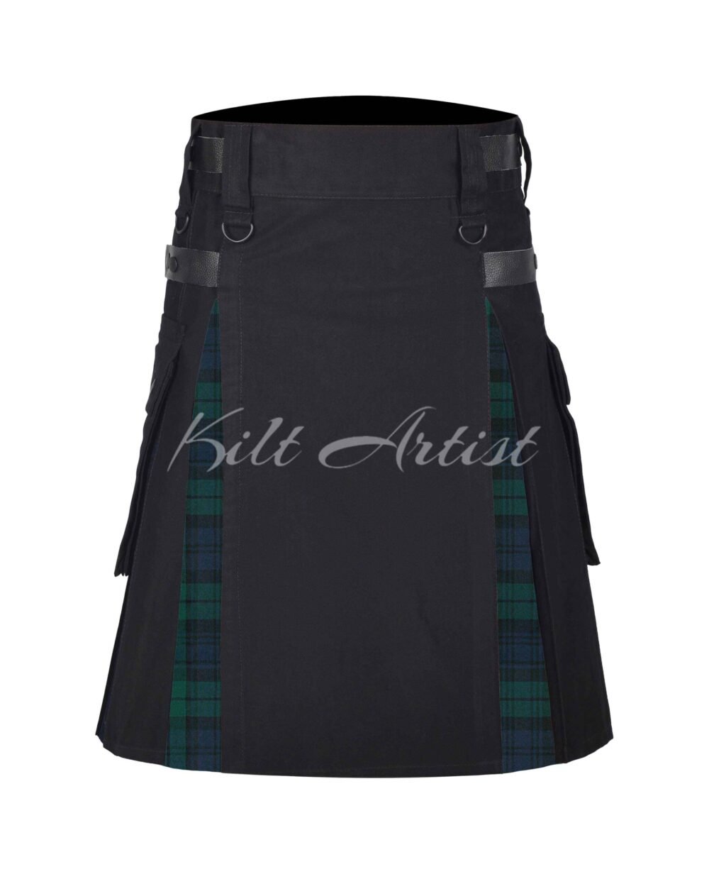 Black Cotton Black Watch Modern Tartan Hybrid Kilt