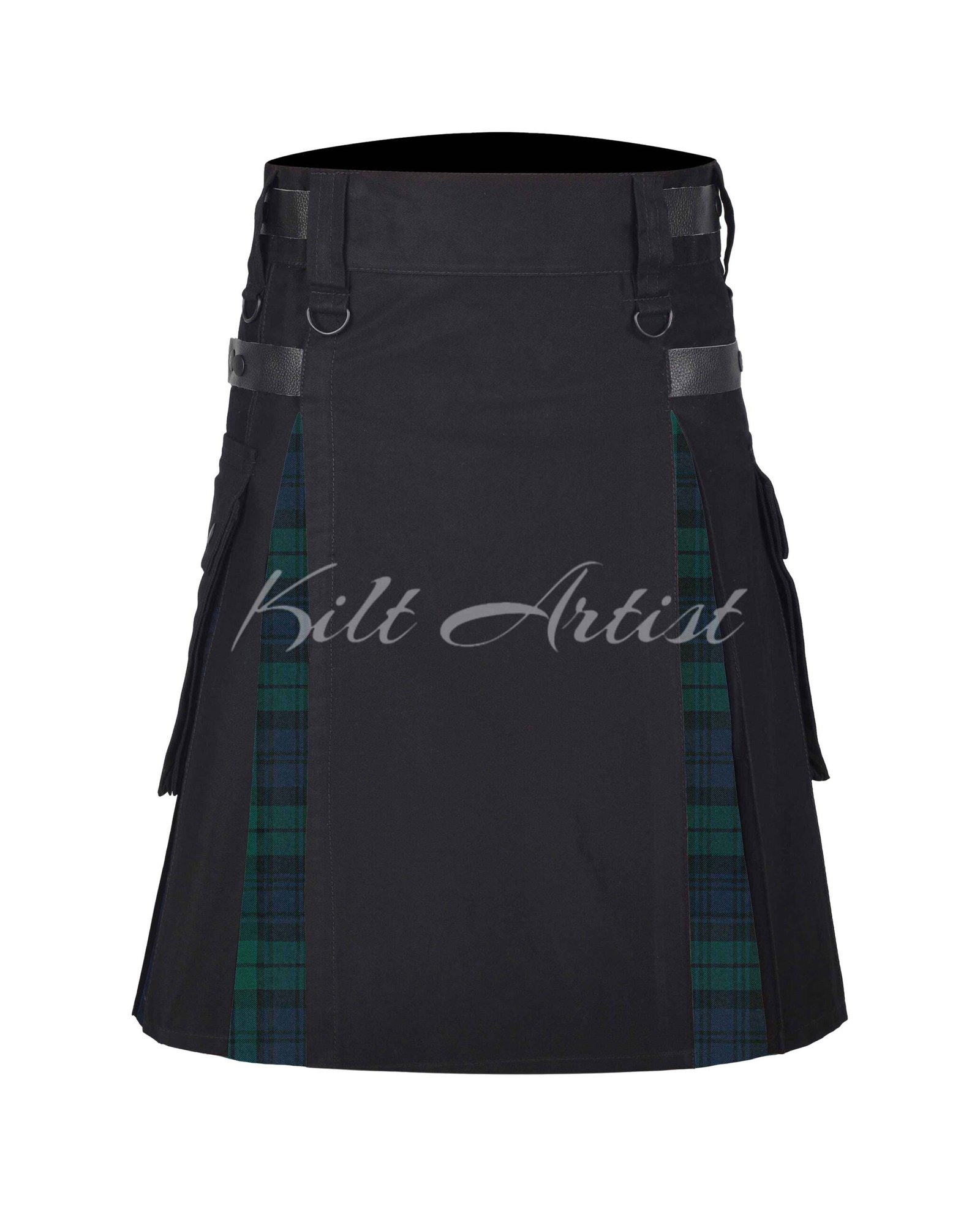 Black Cotton Black Watch Modern Tartan Hybrid Kilt
