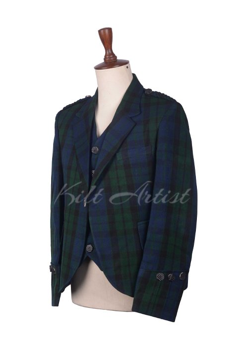 Black Watch Tartan Single Button Argyll Jacket - Image 2
