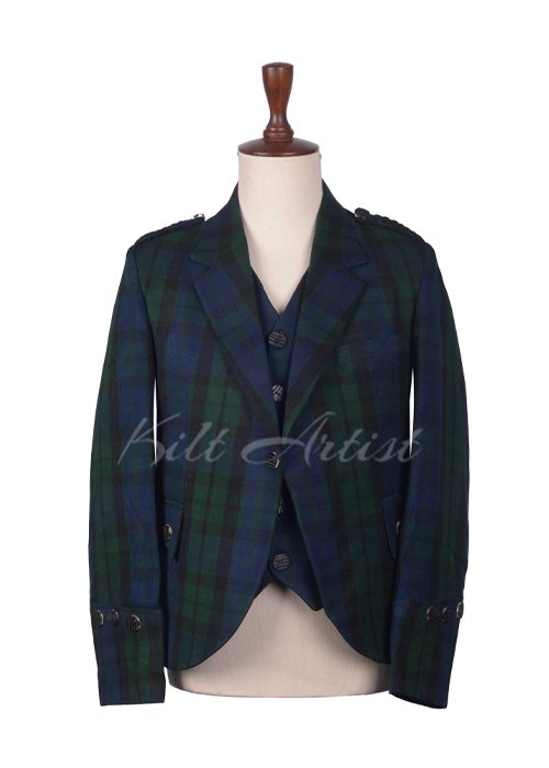 Black Watch Tartan Single Button Argyll Jacket