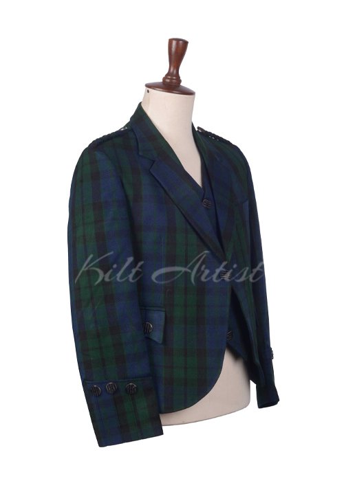 Black Watch Tartan Single Button Argyll Jacket - Image 3