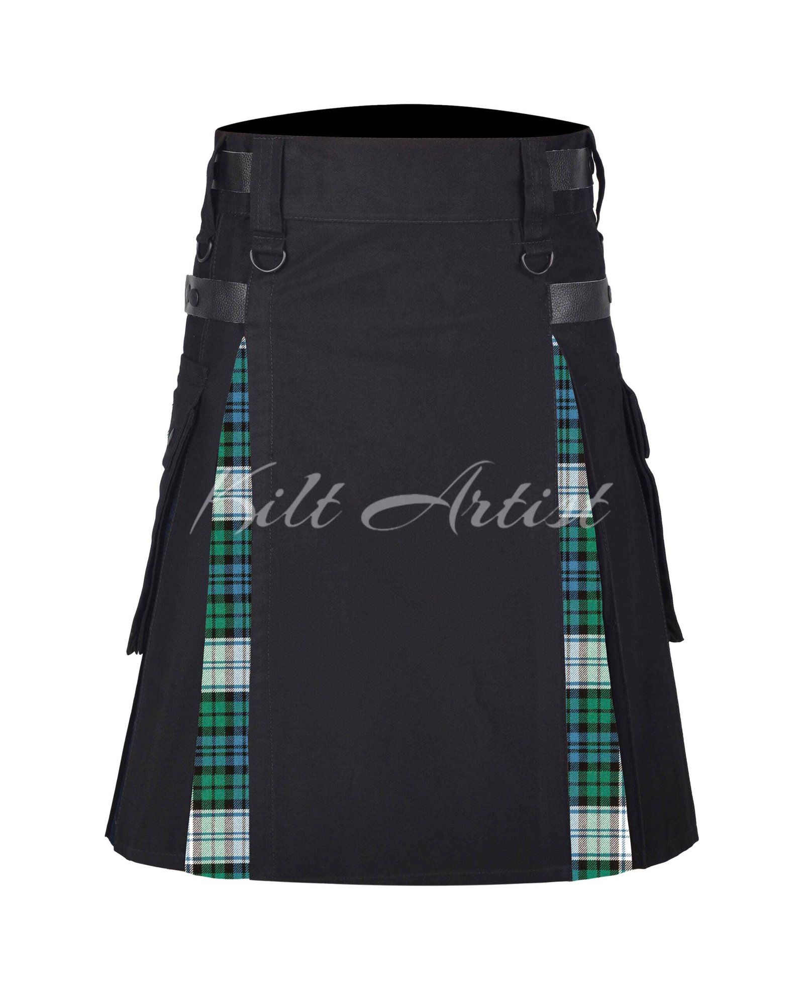 Black Cotton Black Watch Ancient Tartan Hybrid Kilt