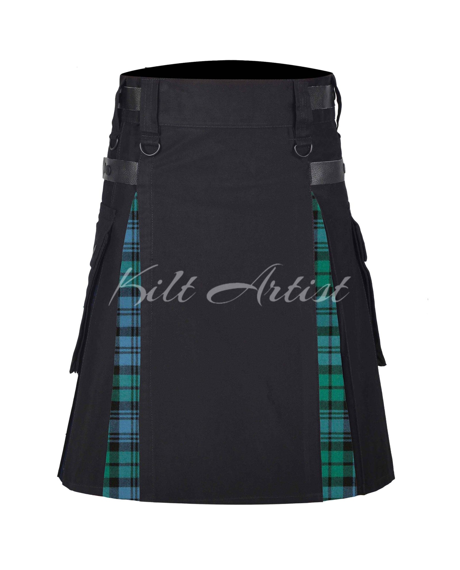 Black Cotton Black Watch Ancient Tartan Hybrid Kilt