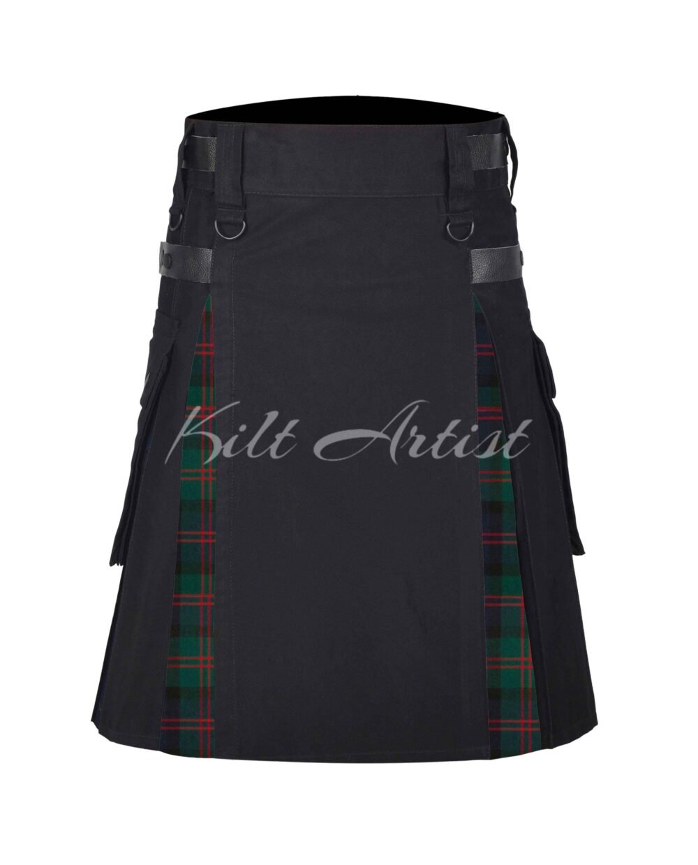 Black Cotton Blair Modern Tartan Hybrid Kilt