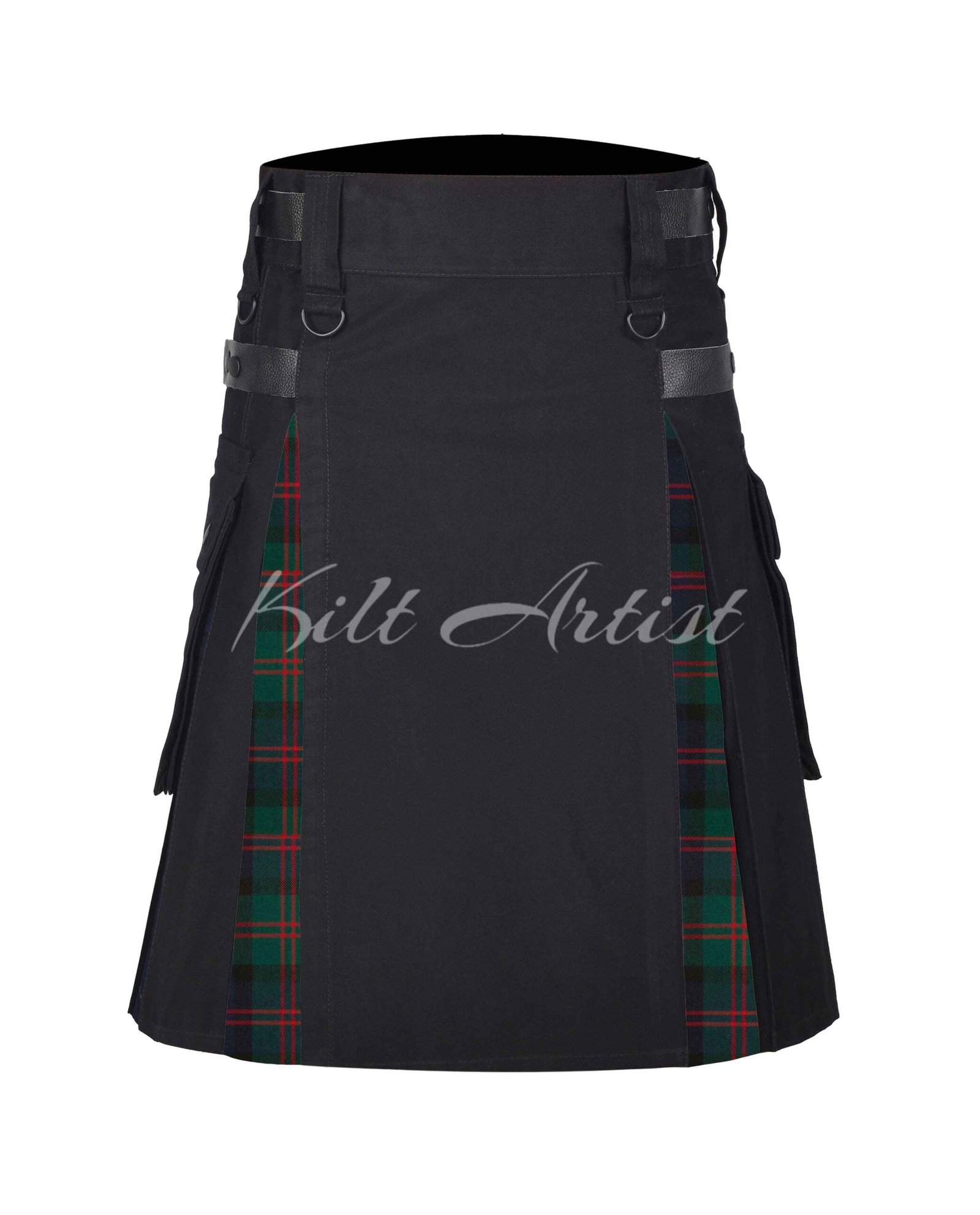 Black Cotton Blair Modern Tartan Hybrid Kilt