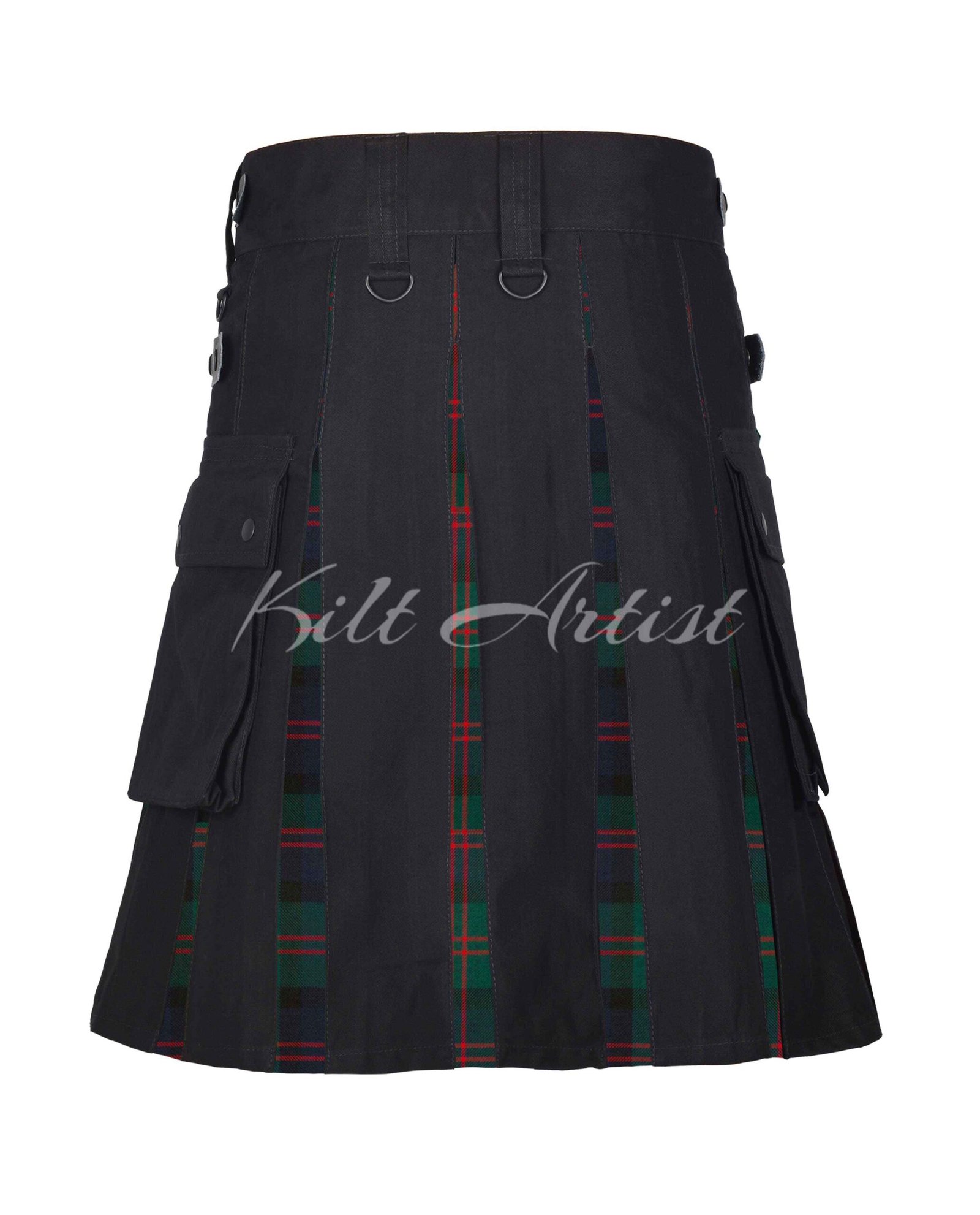 Black Cotton Blair Modern Tartan Hybrid Kilt