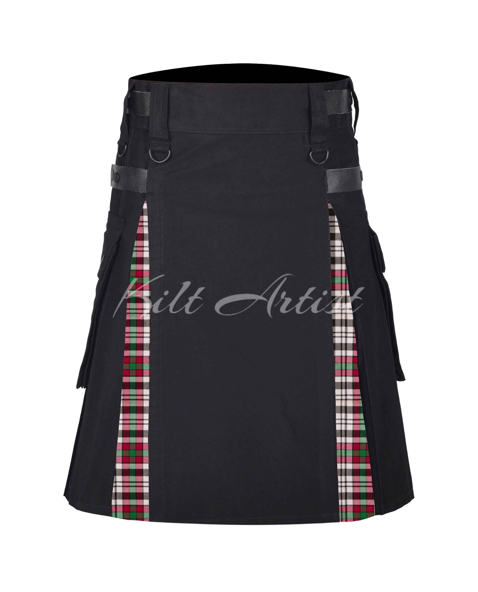 Black Cotton Borthwick Dress Tartan Hybrid Kilt