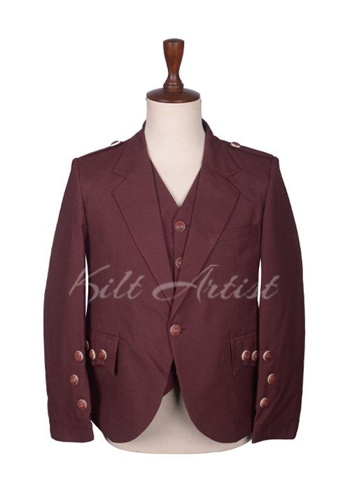 Maroon Wool Crail Jacket and Waistcoat