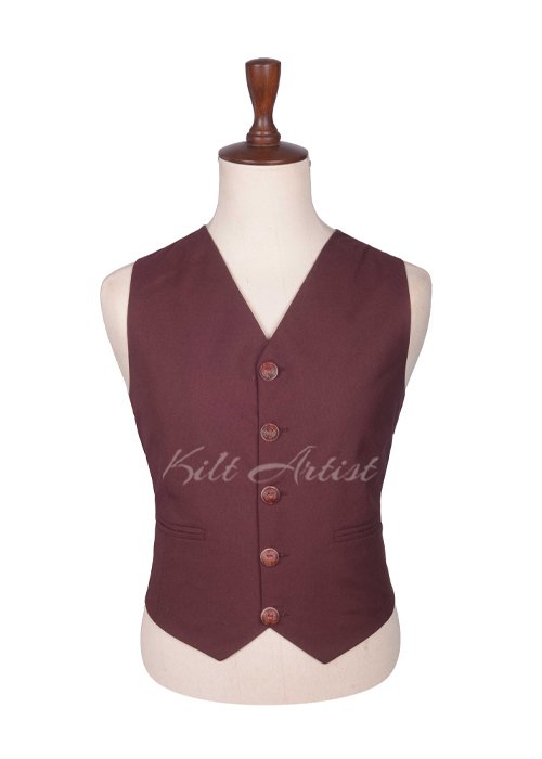Burgundy Wool Argyll Waistcoat