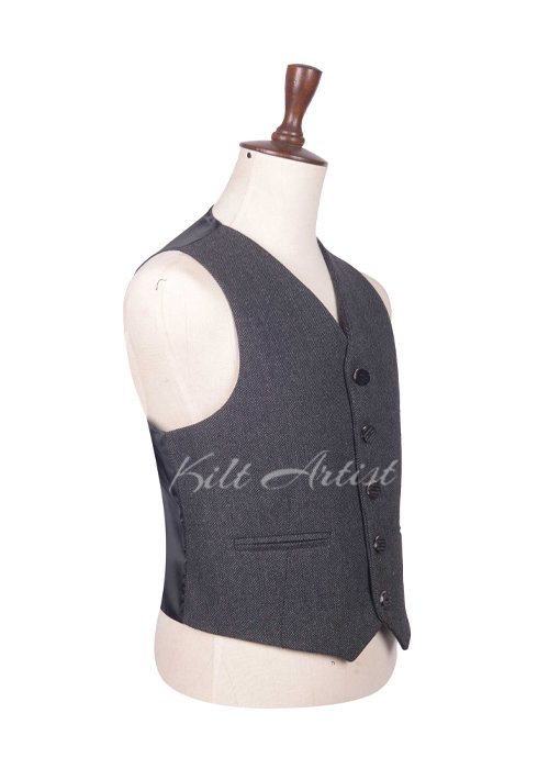 Gray Tweed 5-Button Argyll Vest - Image 2