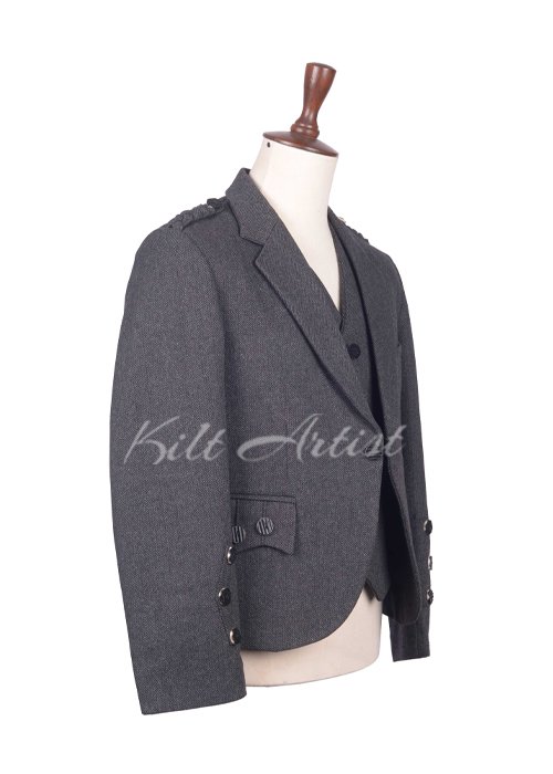 Gray Tweed Wool Argyll Jacket and Waistcoat - Image 2