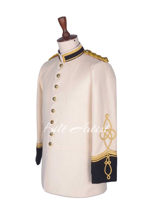 Cream Wool Military Doublet Jacket - Image 2