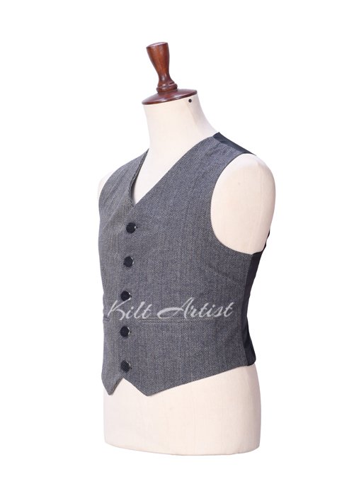 Gray Tweed 5 Buttons Argyll Waistcoat