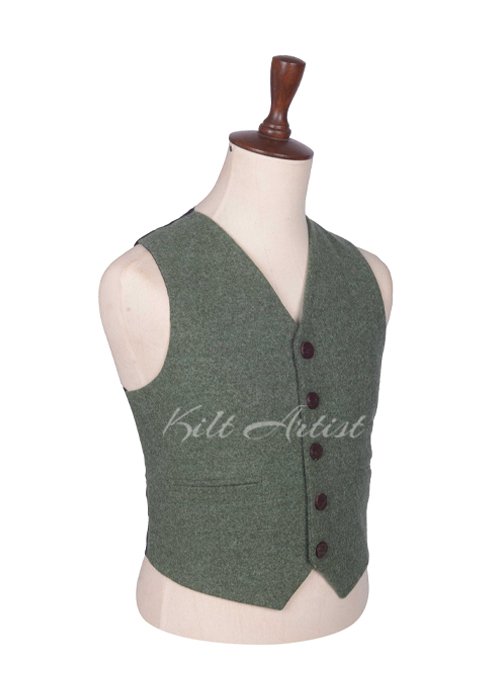 Lovat Green Wool 5-Button Argyll Vest - Image 2