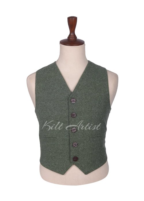 Lovat Green Wool 5-Button Argyll Vest