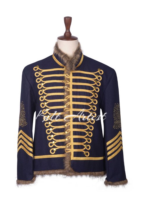 Navy Blue Wool Military Jacket