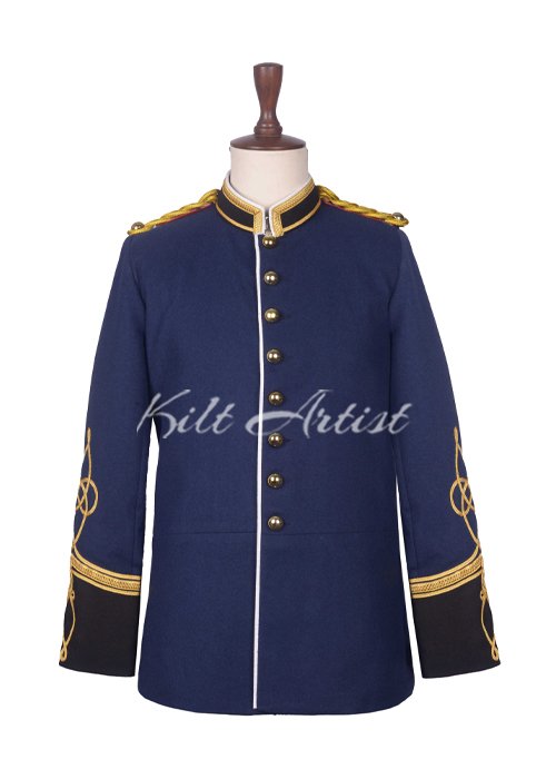 Navy Blue Wool Military Long Jacket