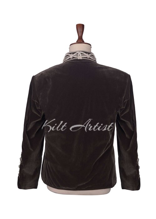 Olive Green Velvet Military Doublet Jacket