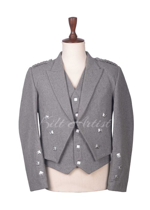 Gray Wool Prince Charlie Jacket and Waistcoat