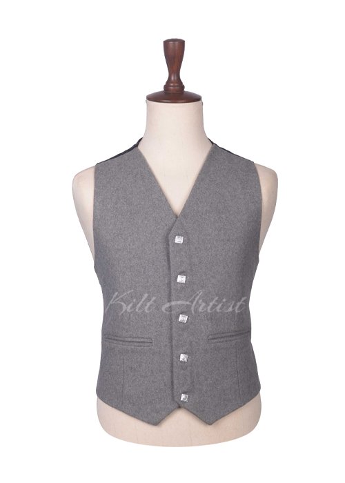 Gray Wool 5-Button Argyll Waistcoat