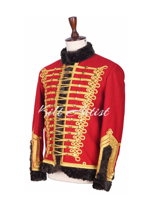 Red Gold Military Hassar Jacket - Image 3