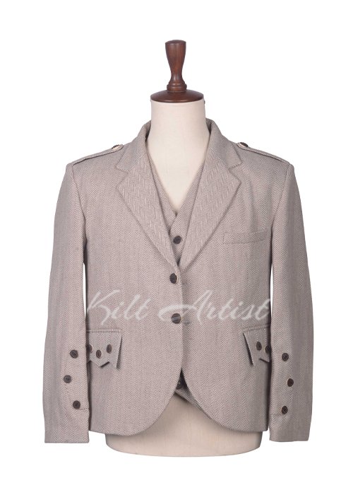 Tan Tweed Wool Argyll Jacket and Waistcoat