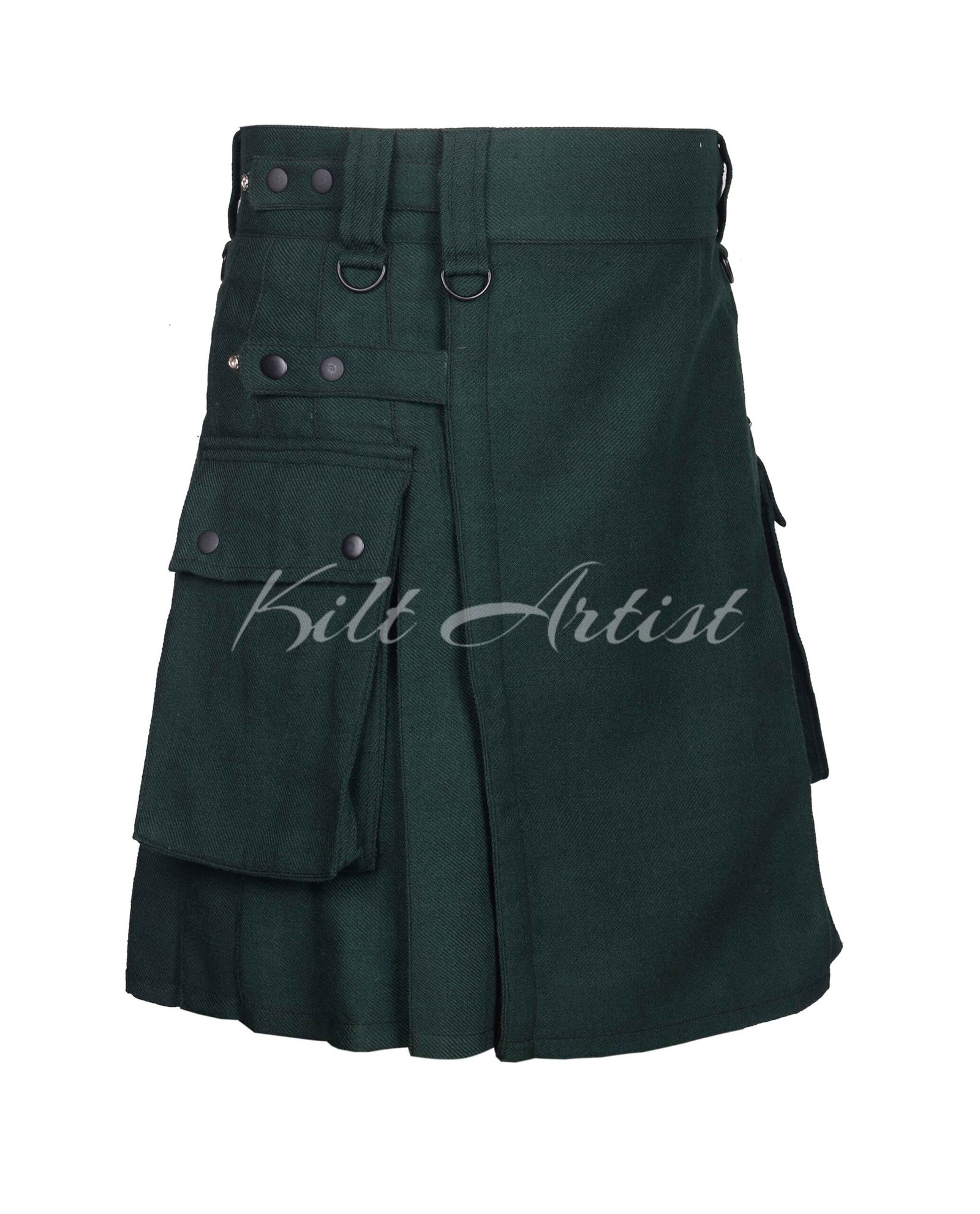 Solid Green Tartan Utility Kilt