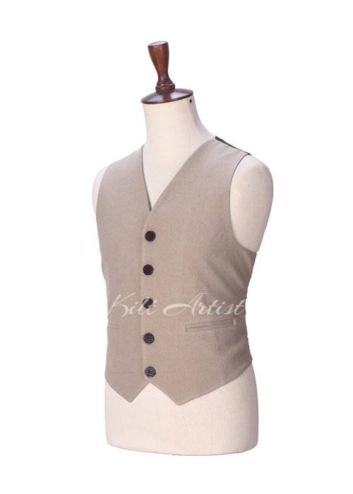 Tan Wool 5 Buttons Argyll Jacket