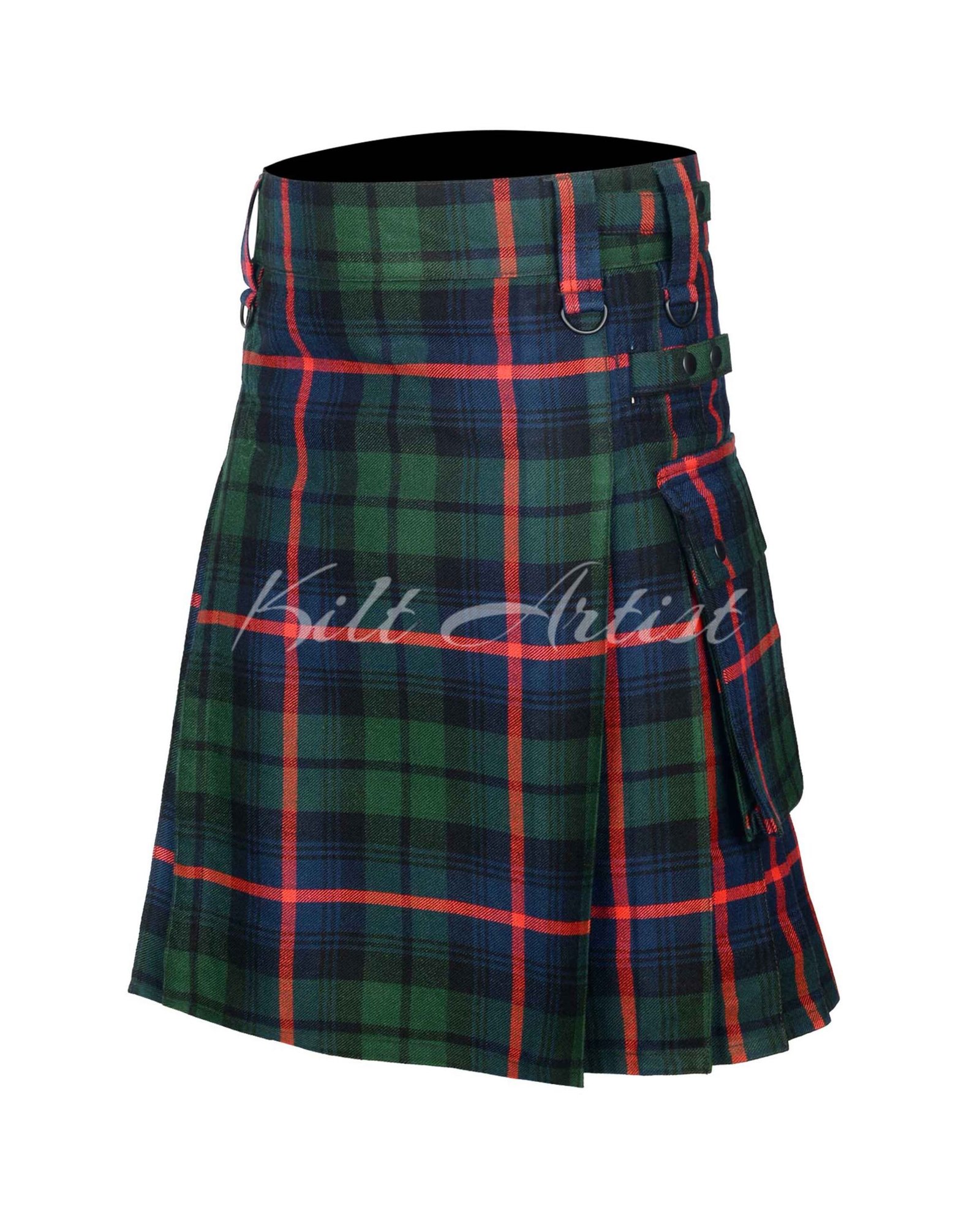 Urquhart Broad Red Modern Tartan Utility Kilt - Image 3