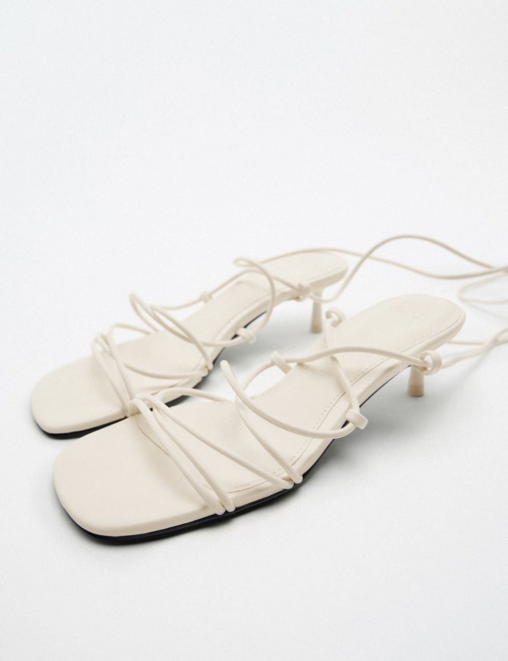 LACE UP KITTEN HEEL SANDALS