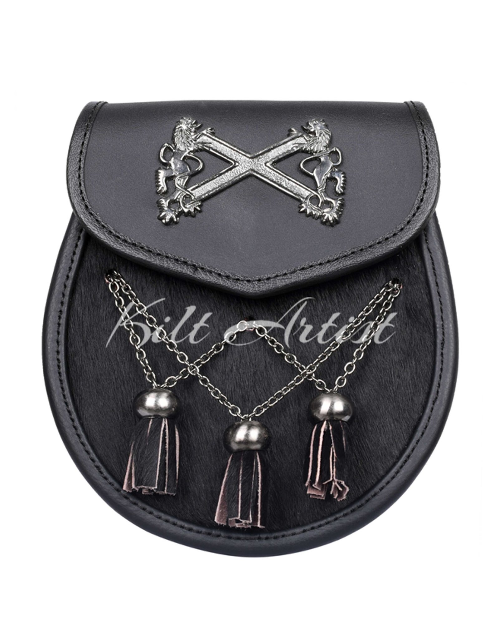 Scottish Black Leather Sami Dress Rampant Lion Sporran