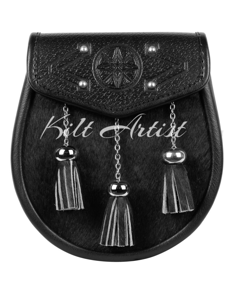 Black Seal Fur Sporran Scottish Semi Dress Sporran