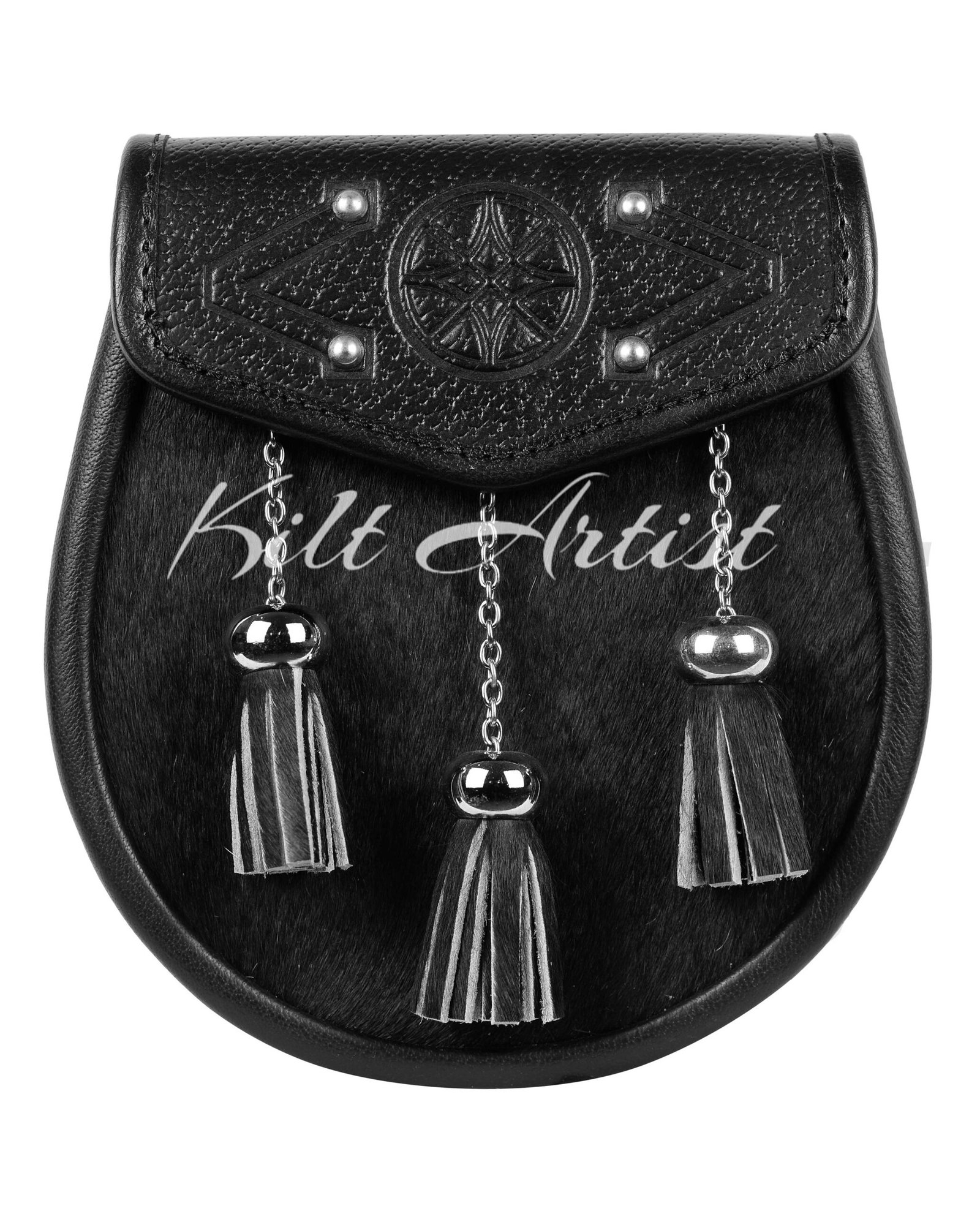 Black Seal Fur Sporran Scottish Semi Dress Sporran