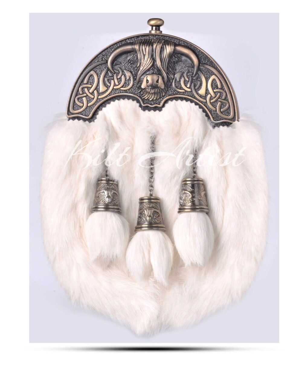 Brass Highland Cow White Rabbit Full Dress Sporran