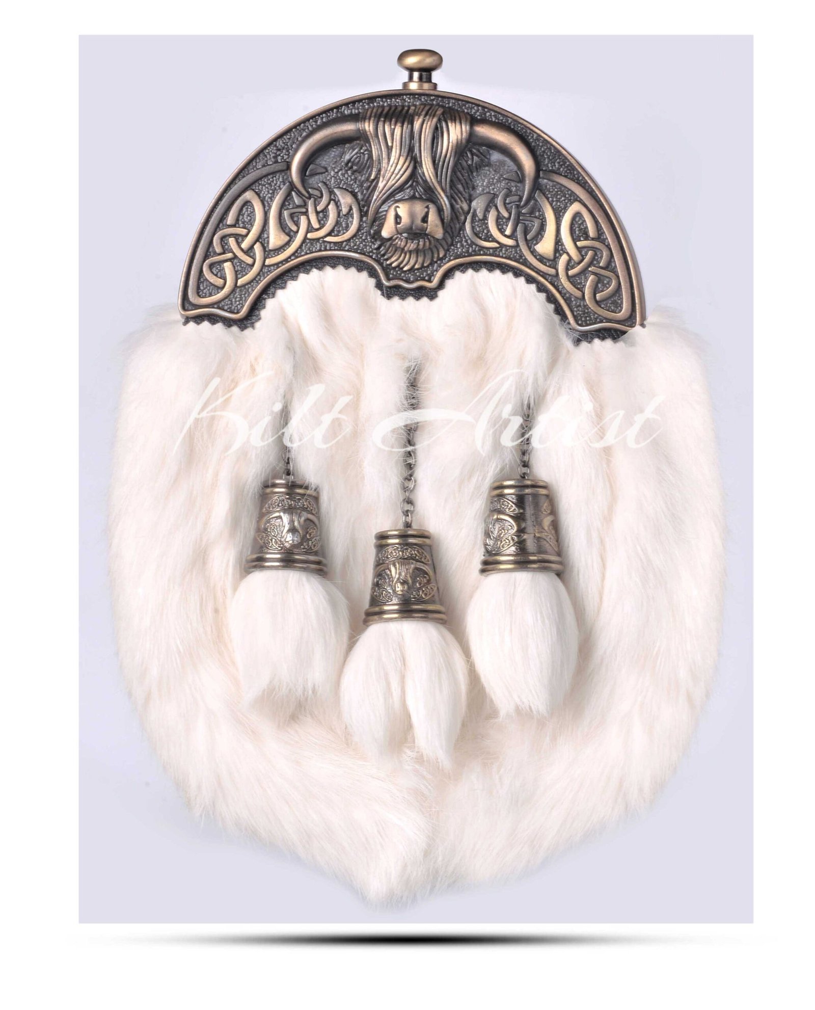 Brass Highland Cow White Rabbit Full Dress Sporran