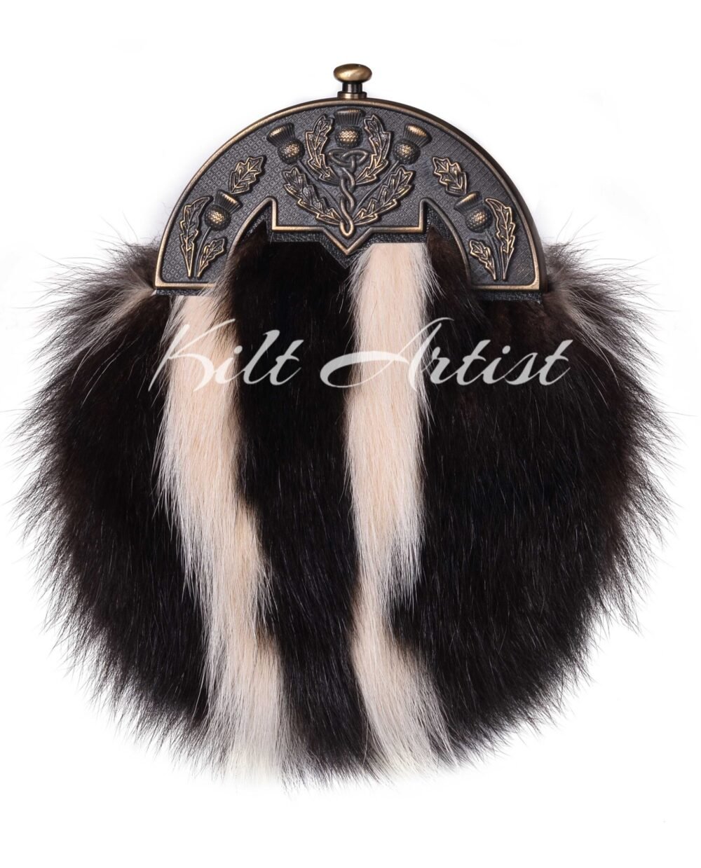 Brass Thistle Skunk Fur Full Dress Sporran