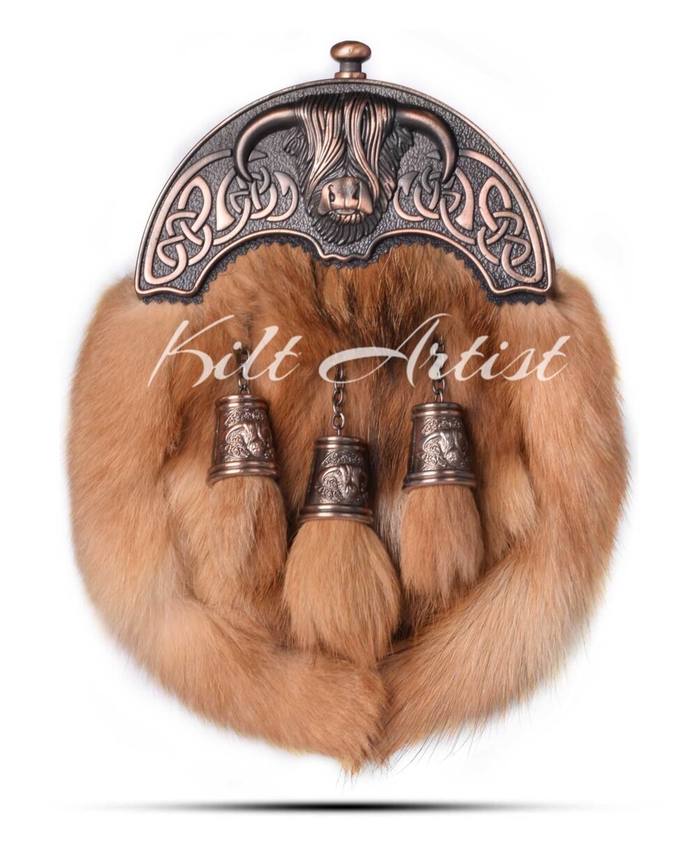 Bronze Highland Cow Red Fox Fur Full Dress Sporran