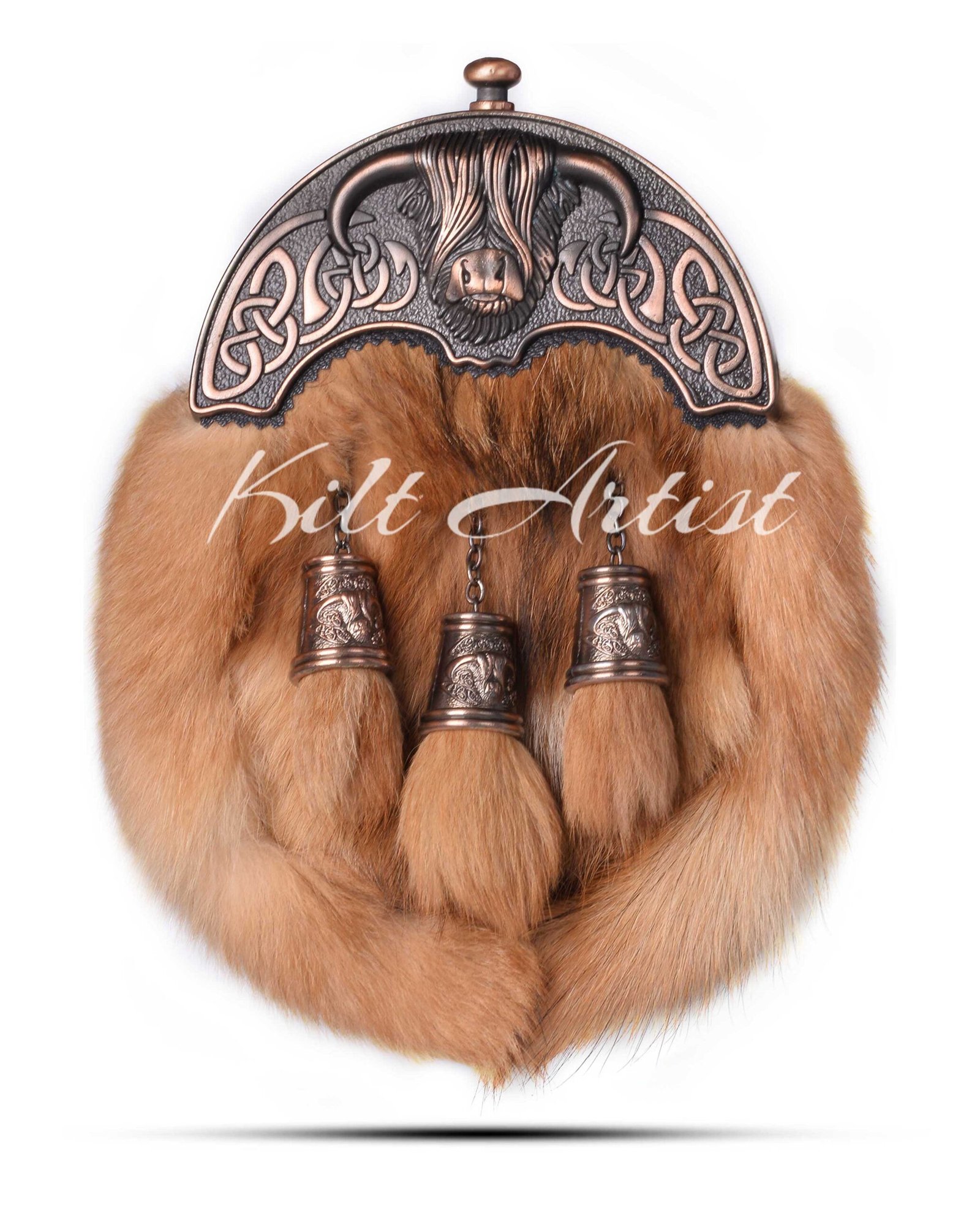 Bronze Highland Cow Red Fox Fur Full Dress Sporran